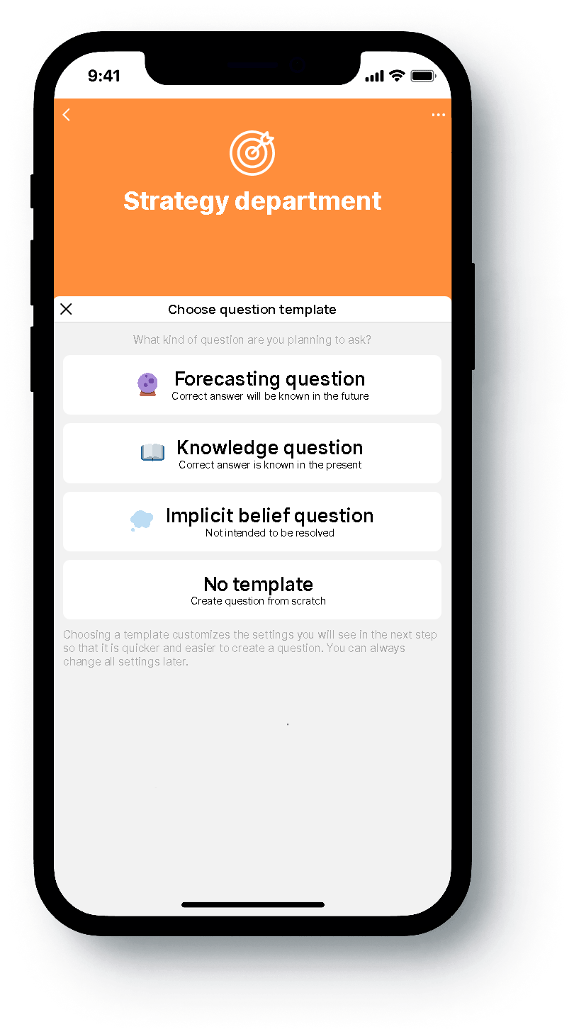 Forecasting app Confido: Question types